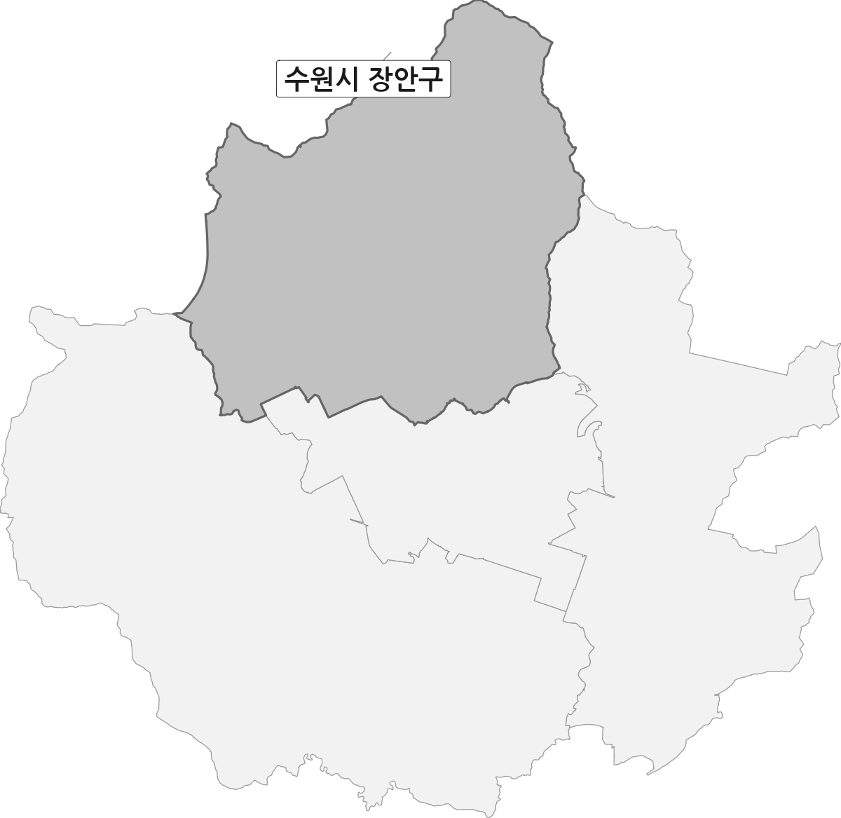 경기도 수원시 범위 내 장안구 행정구역 경계 지도