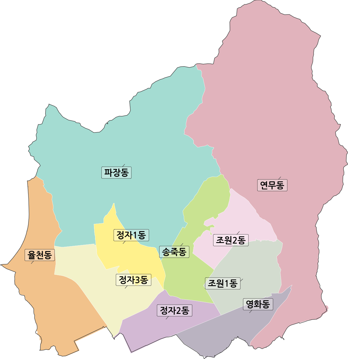 경기도 수원시 장안구 행정동 행정구역 경계 지도