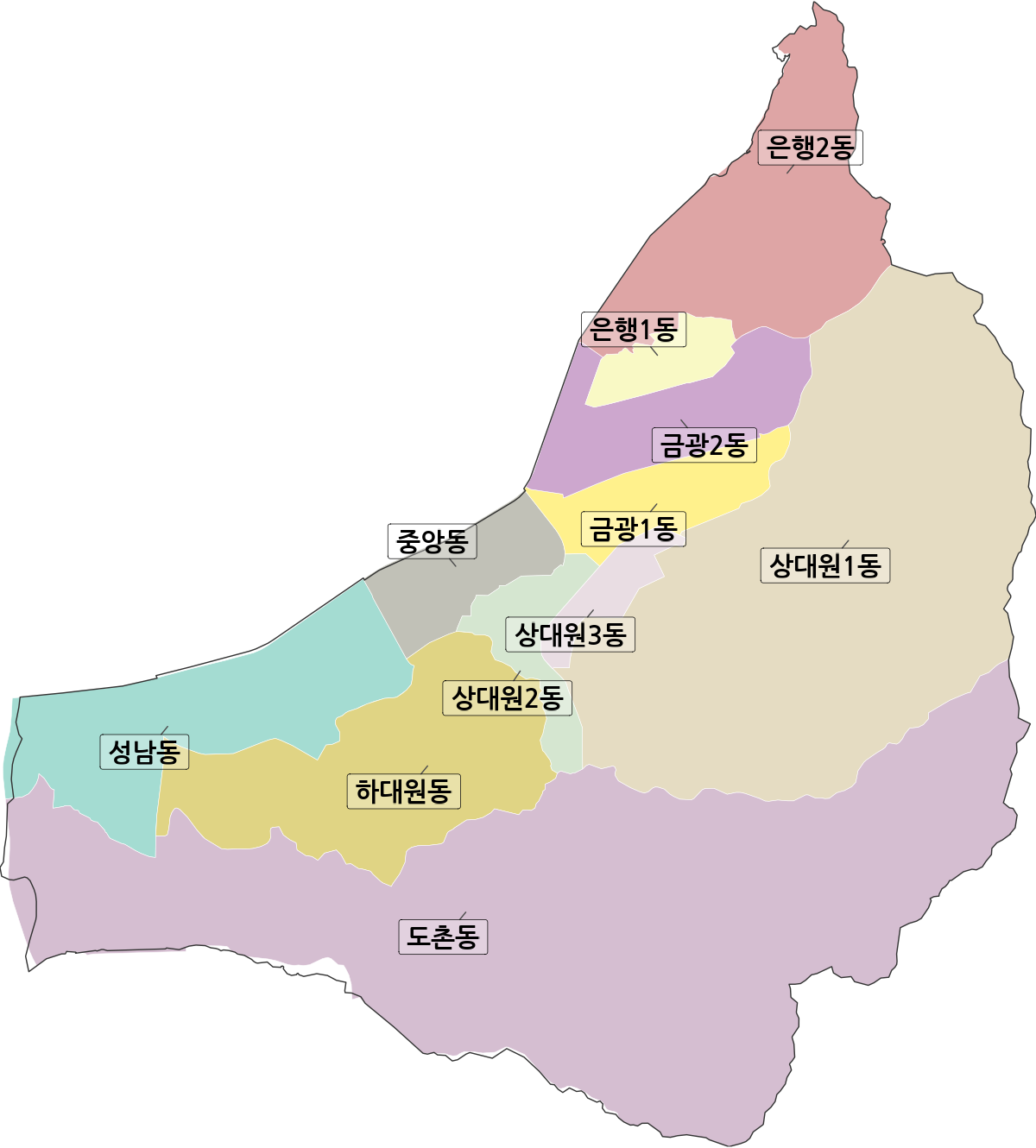 경기도 성남시 중원구 행정동 행정구역 경계 지도