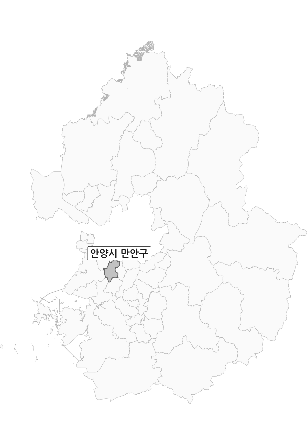 경기도 범위 내 안양시 만안구 행정구역 경계 지도