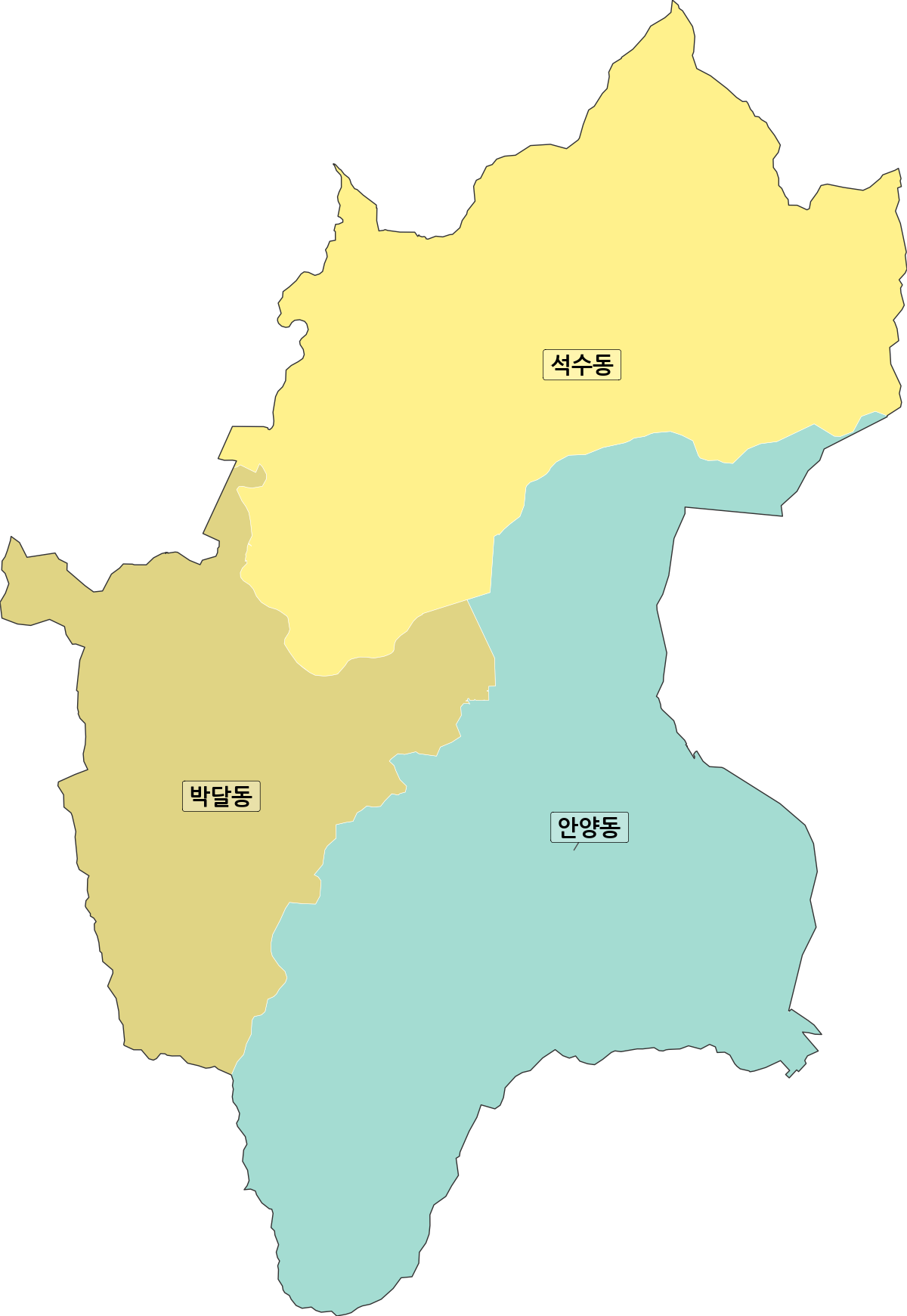 경기도 안양시 만안구 법정동 행정구역 경계 지도