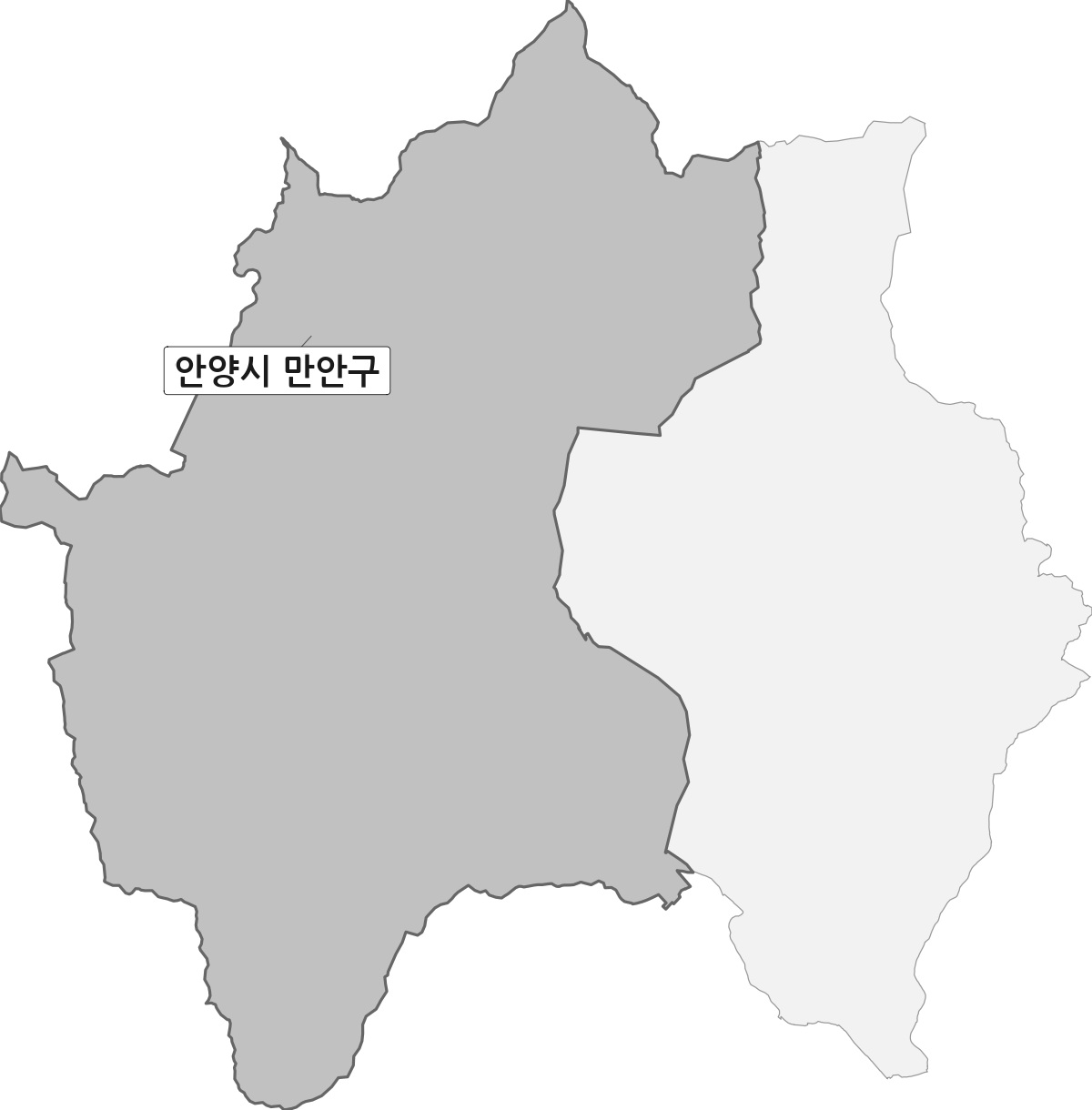 경기도 안양시 범위 내 만안구 행정구역 경계 지도