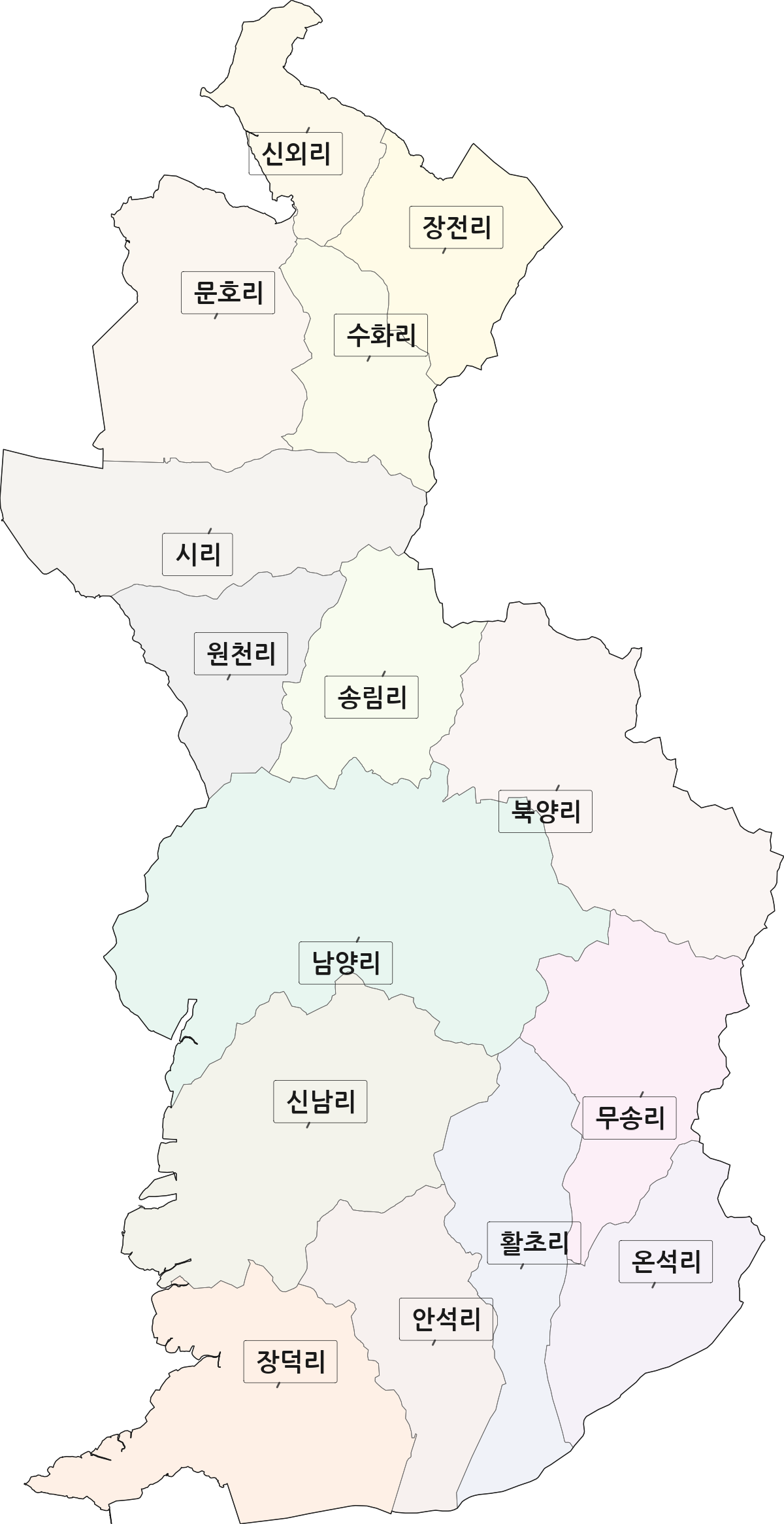 경기도 화성시 만세구 남양읍 법정동 리 구분 행정구역 경계 지도