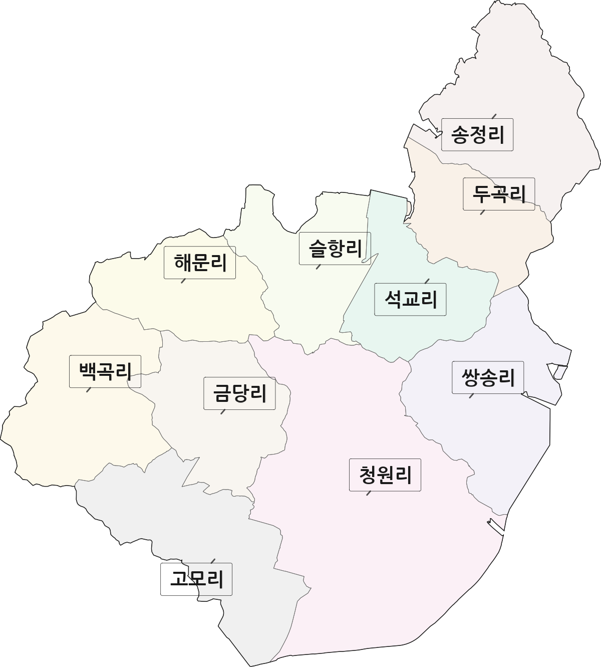경기도 화성시 만세구 마도면 법정동 리 구분 행정구역 경계 지도