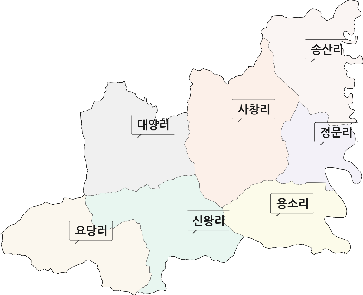 경기도 화성시 만세구 양감면 법정동 리 구분 행정구역 경계 지도