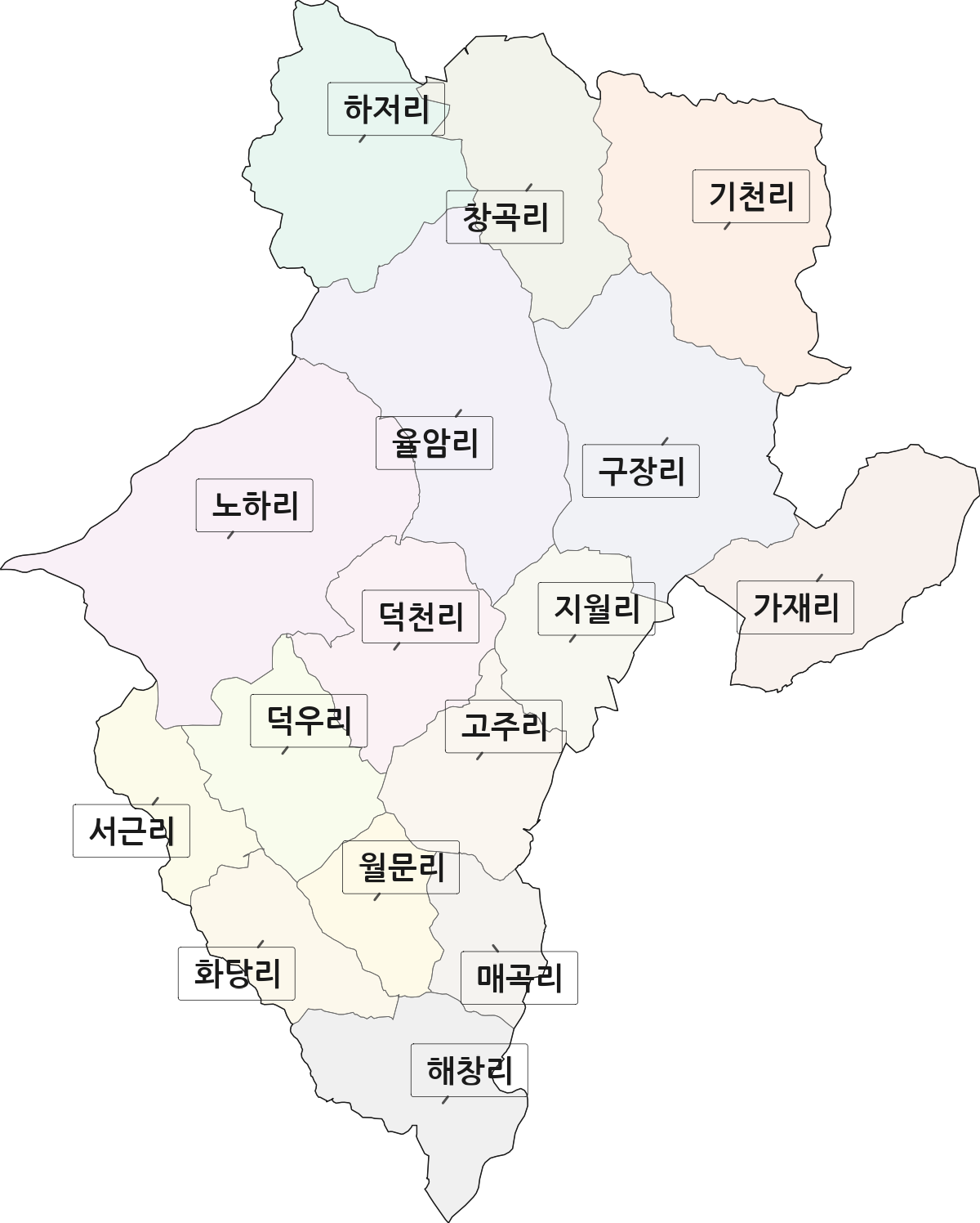 경기도 화성시 만세구 팔탄면 법정동 리 구분 행정구역 경계 지도