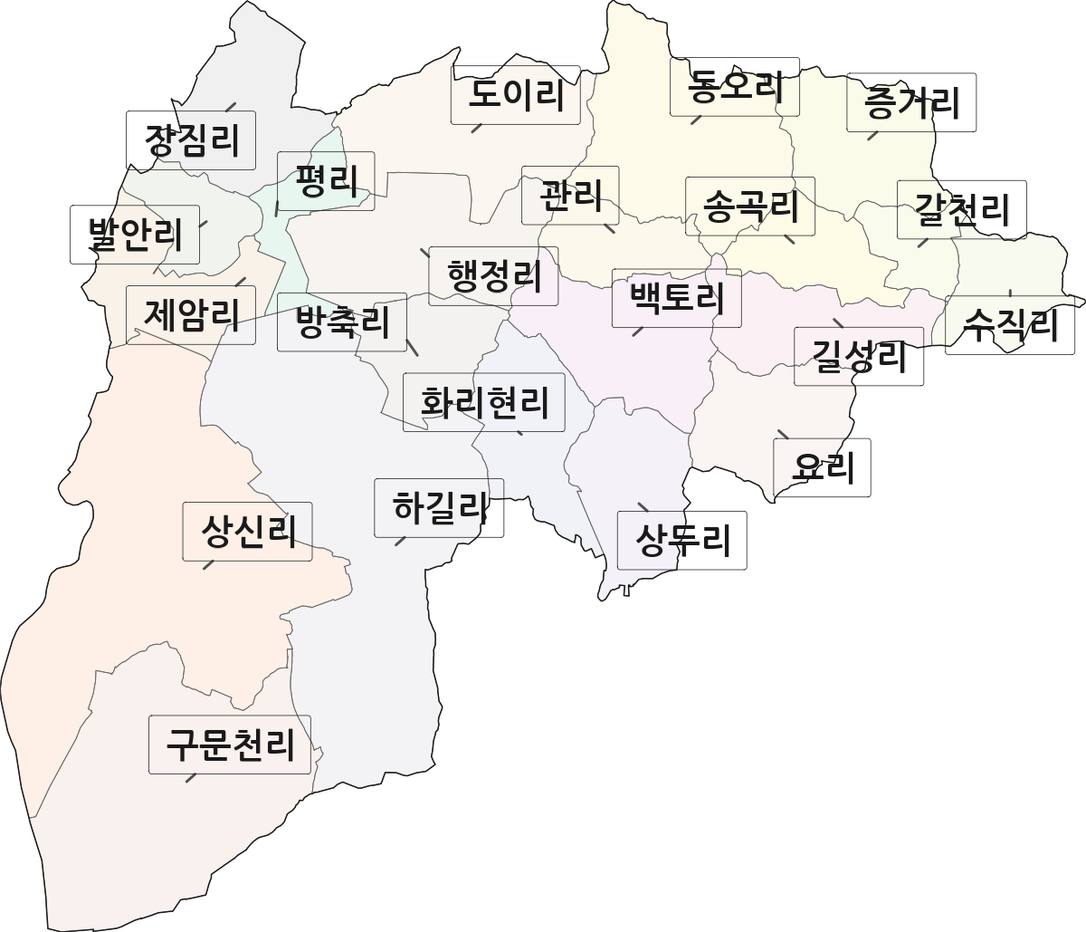경기도 화성시 만세구 향남읍 법정동 리 구분 행정구역 경계 지도