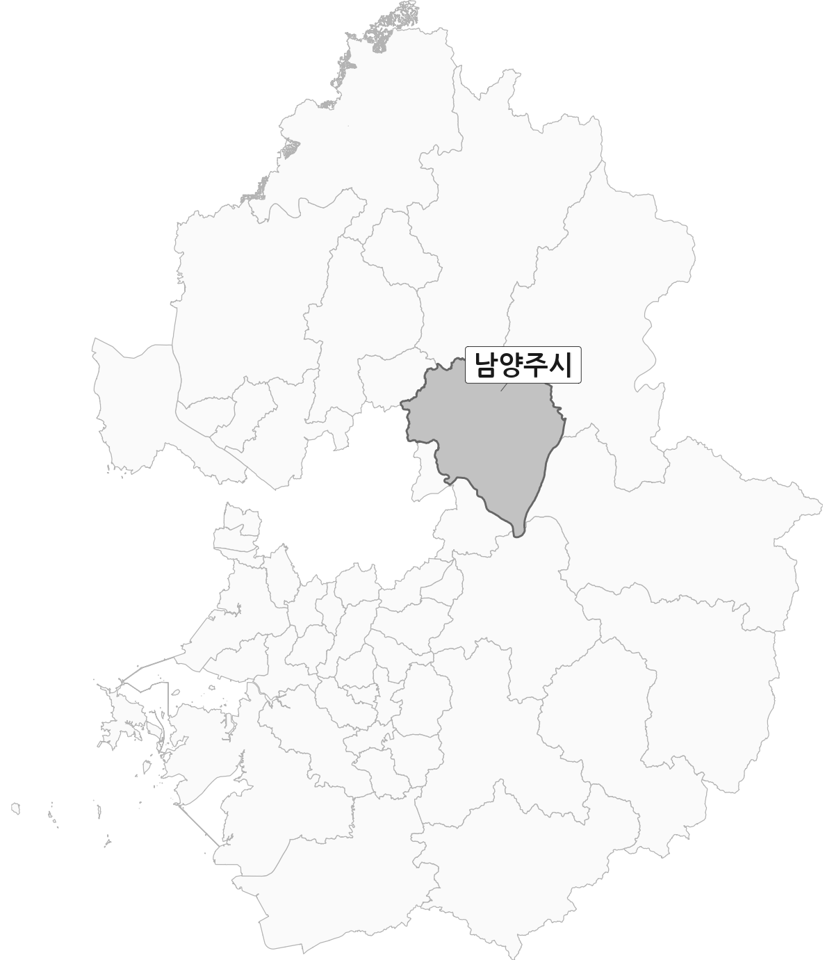 경기도 범위 내 남양주시 행정구역 경계 지도