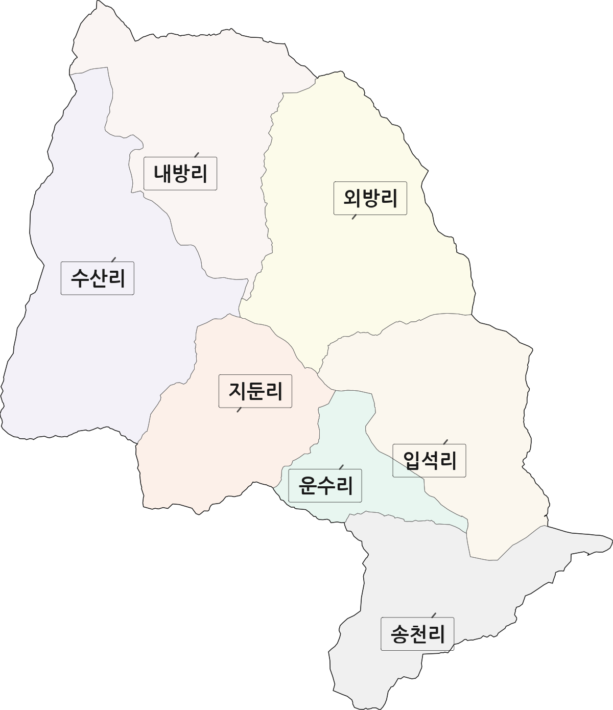 경기도 남양주시 수동면 법정동 리 구분 행정구역 경계 지도