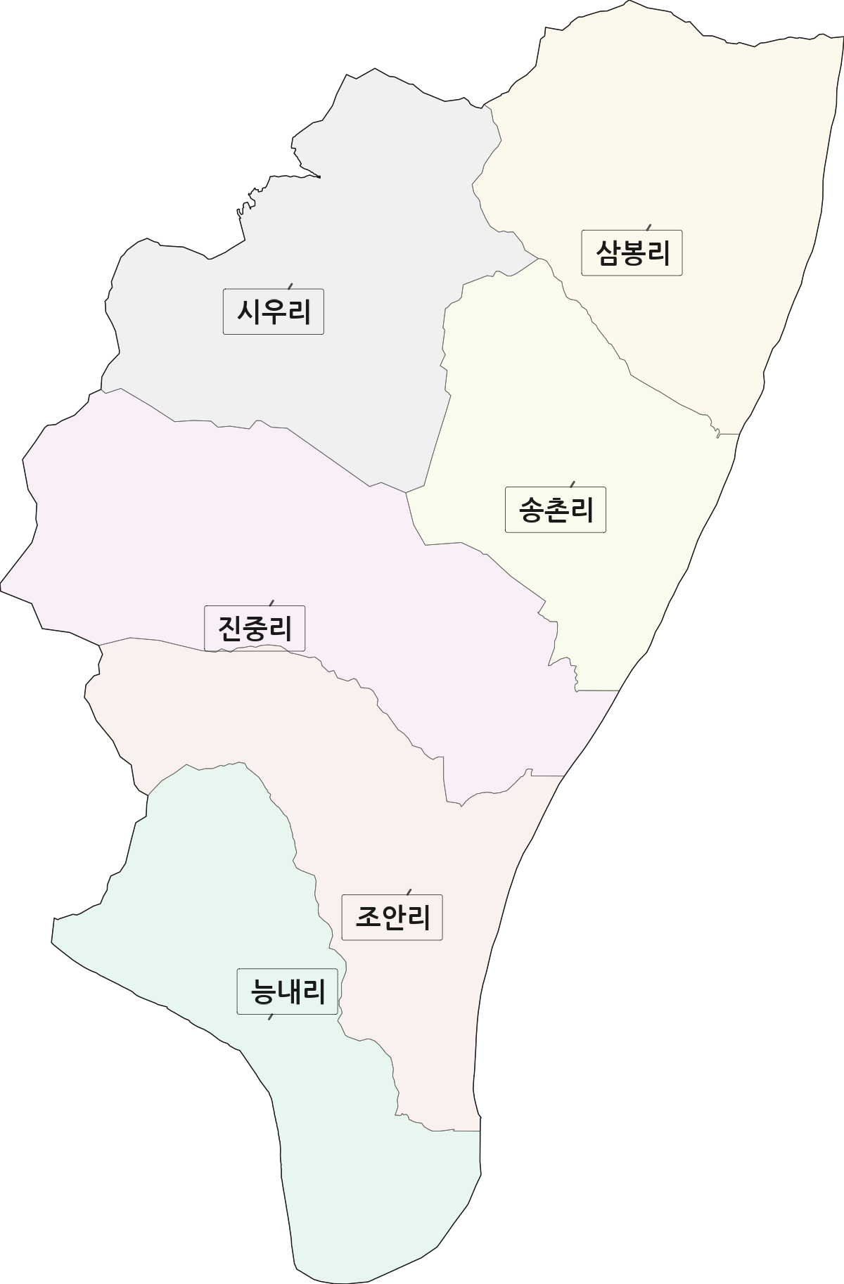 경기도 남양주시 조안면 법정동 리 구분 행정구역 경계 지도