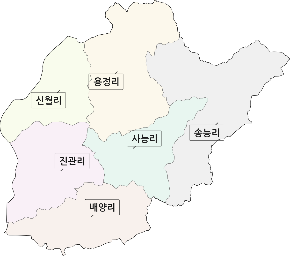 경기도 남양주시 진건읍 법정동 리 구분 행정구역 경계 지도