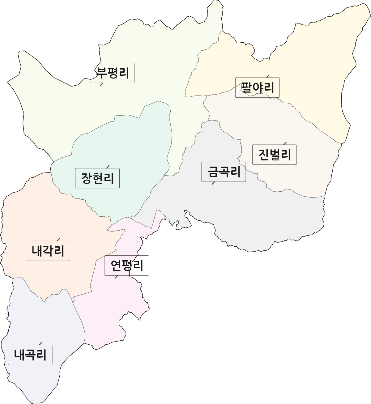 경기도 남양주시 진접읍 법정동 리 구분 행정구역 경계 지도
