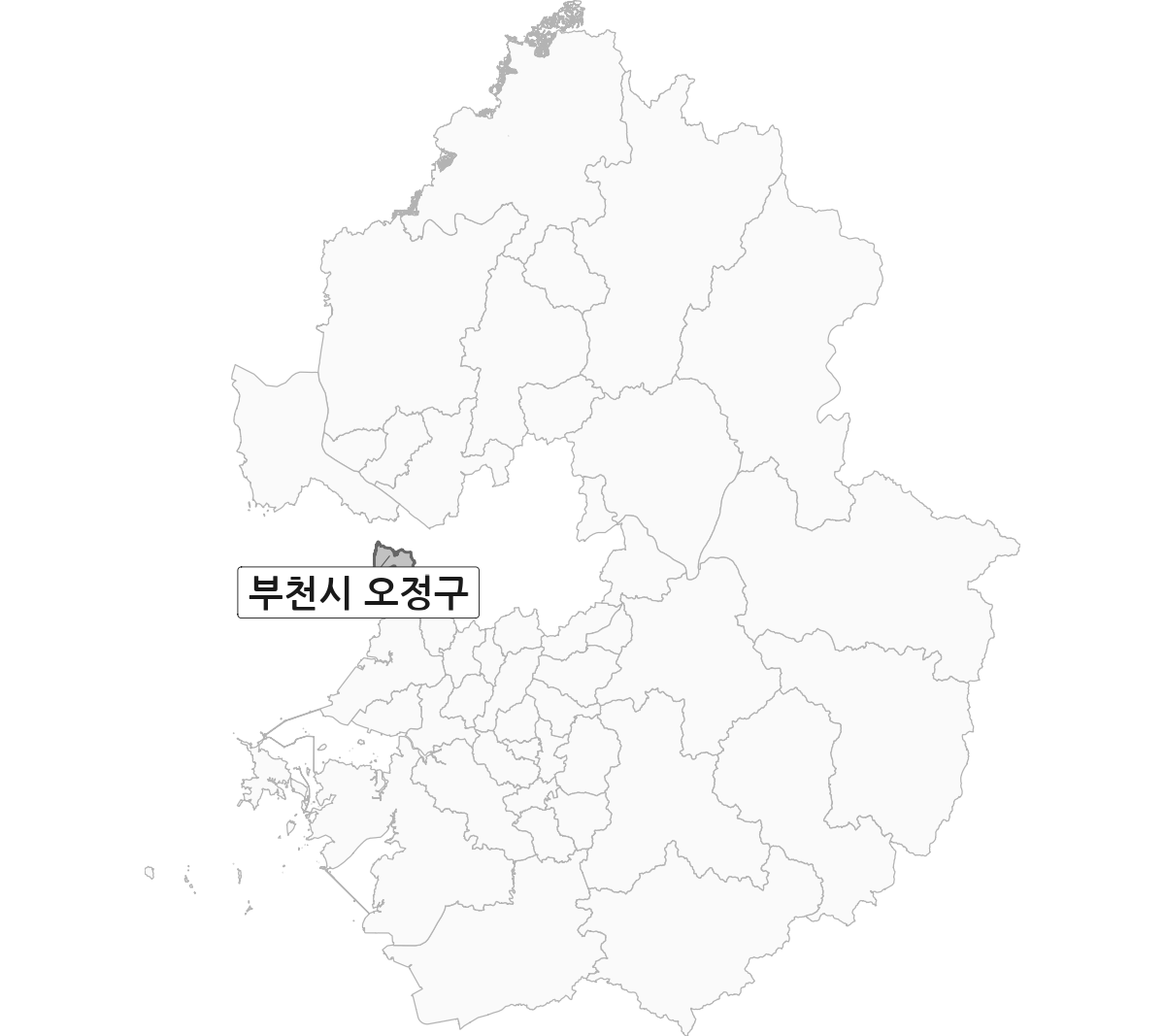 경기도 범위 내 부천시 오정구 행정구역 경계 지도