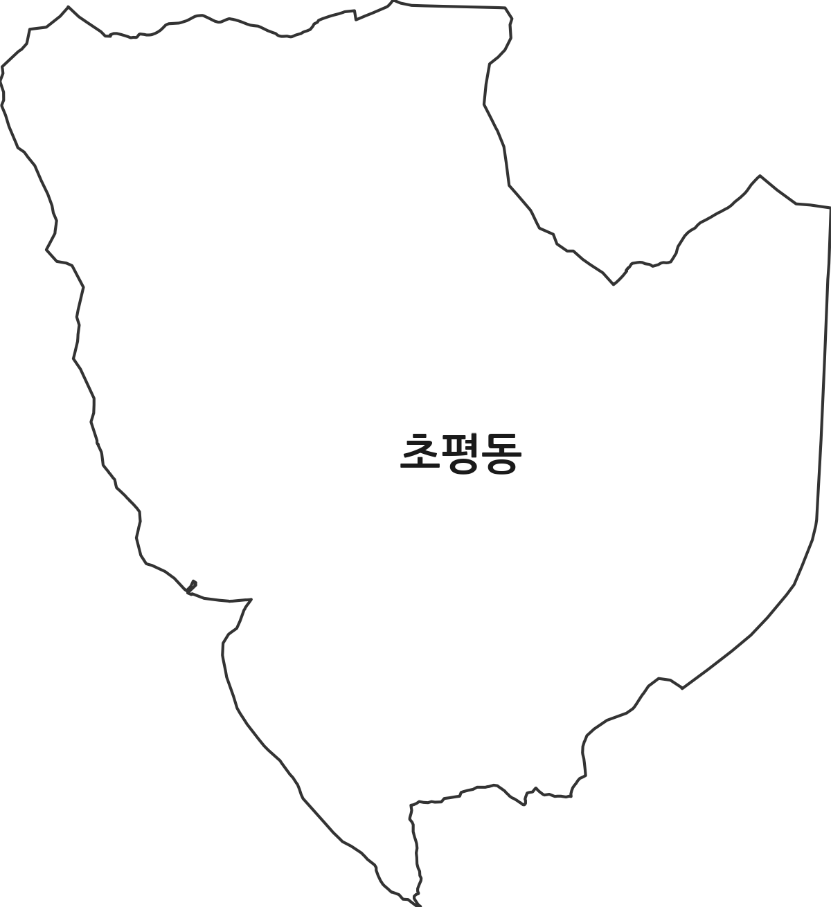 경기도 오산시 초평동 행정동 행정구역 경계 지도
