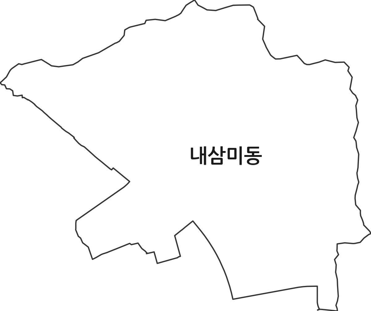 경기도 오산시 내삼미동 법정동 행정구역 경계 지도