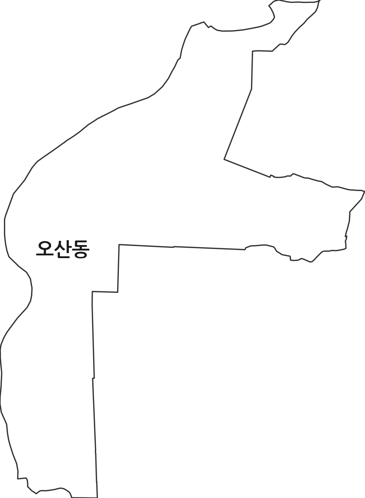 경기도 오산시 오산동 법정동 행정구역 경계 지도