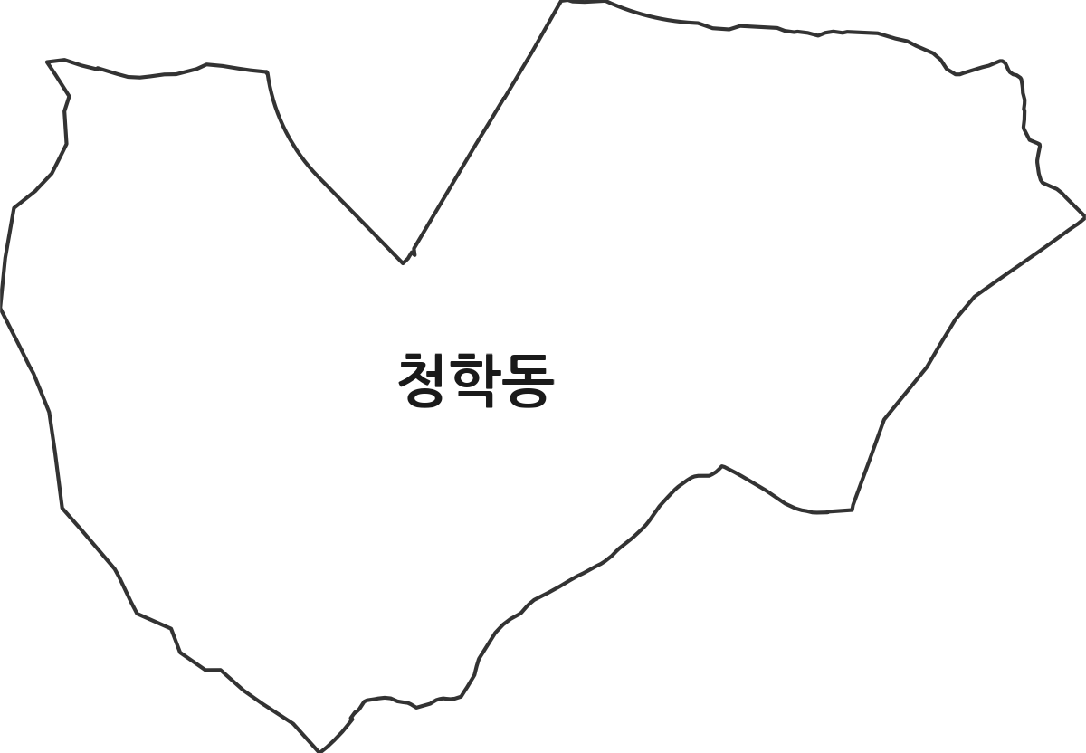 경기도 오산시 청학동 법정동 행정구역 경계 지도