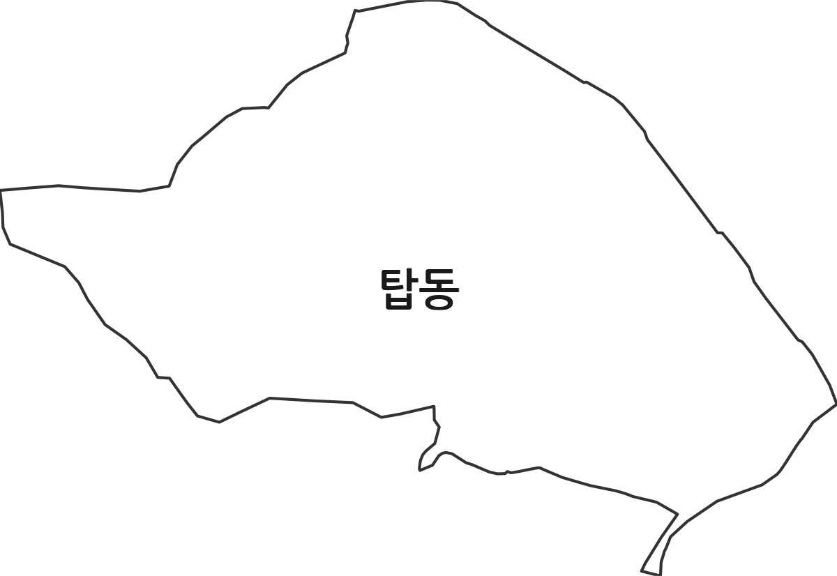 경기도 오산시 탑동 법정동 행정구역 경계 지도