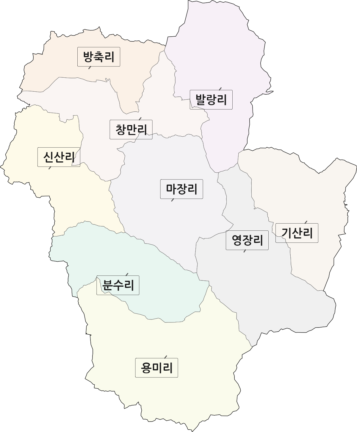 경기도 파주시 광탄면 법정동 리 구분 행정구역 경계 지도
