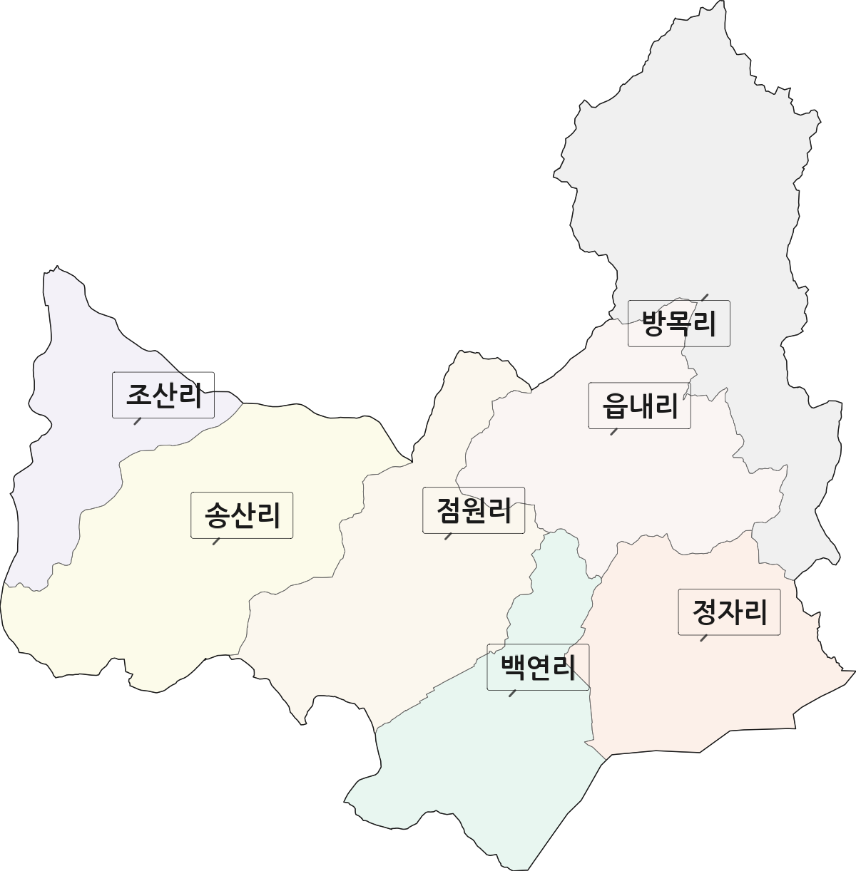 경기도 파주시 군내면 법정동 리 구분 행정구역 경계 지도