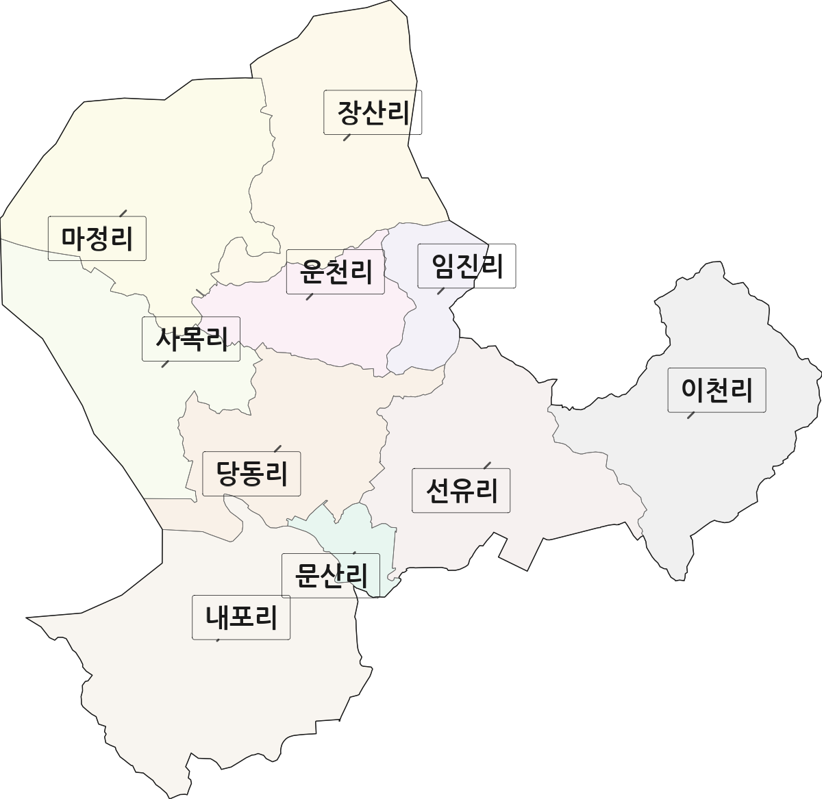 경기도 파주시 문산읍 법정동 리 구분 행정구역 경계 지도