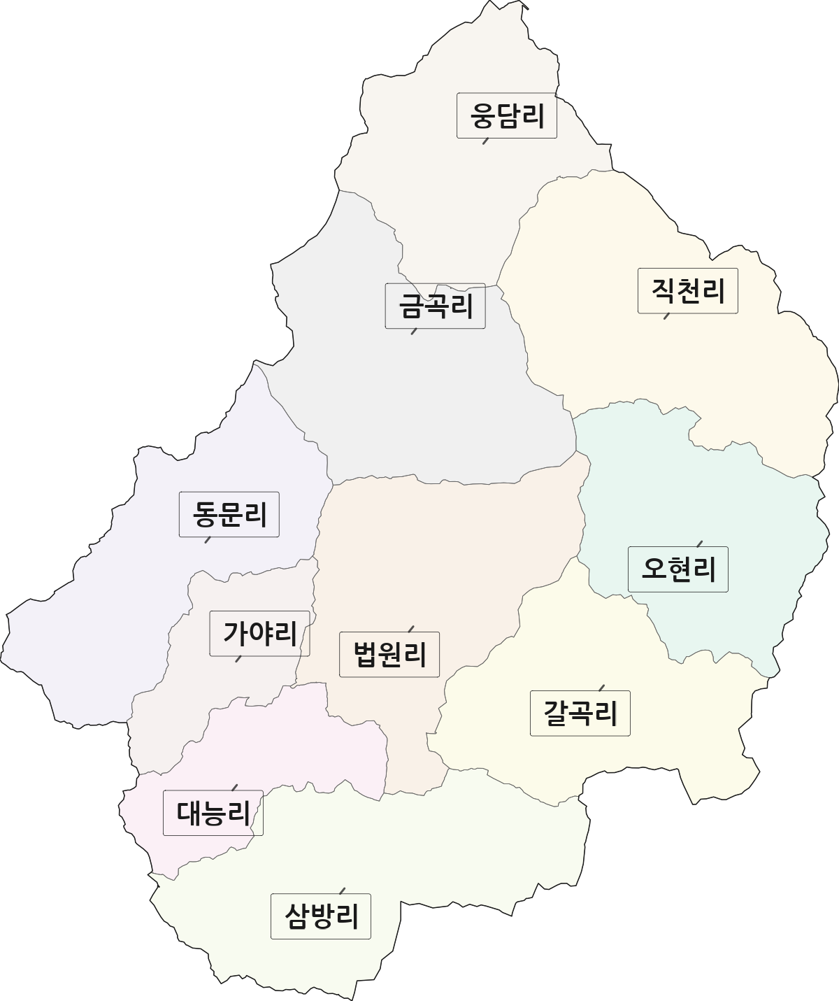 경기도 파주시 법원읍 법정동 리 구분 행정구역 경계 지도