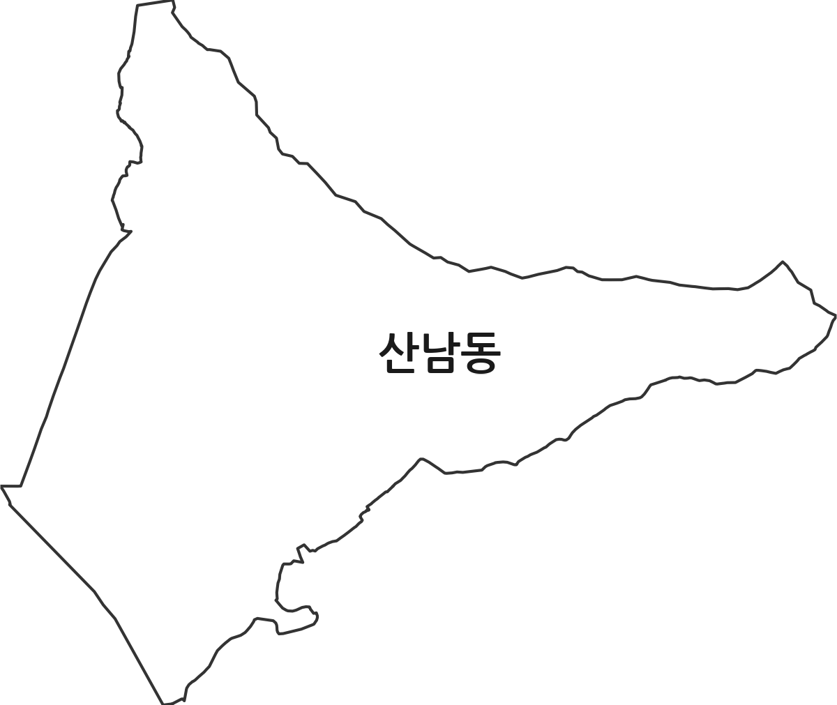 경기도 파주시 산남동 법정동 행정구역 경계 지도