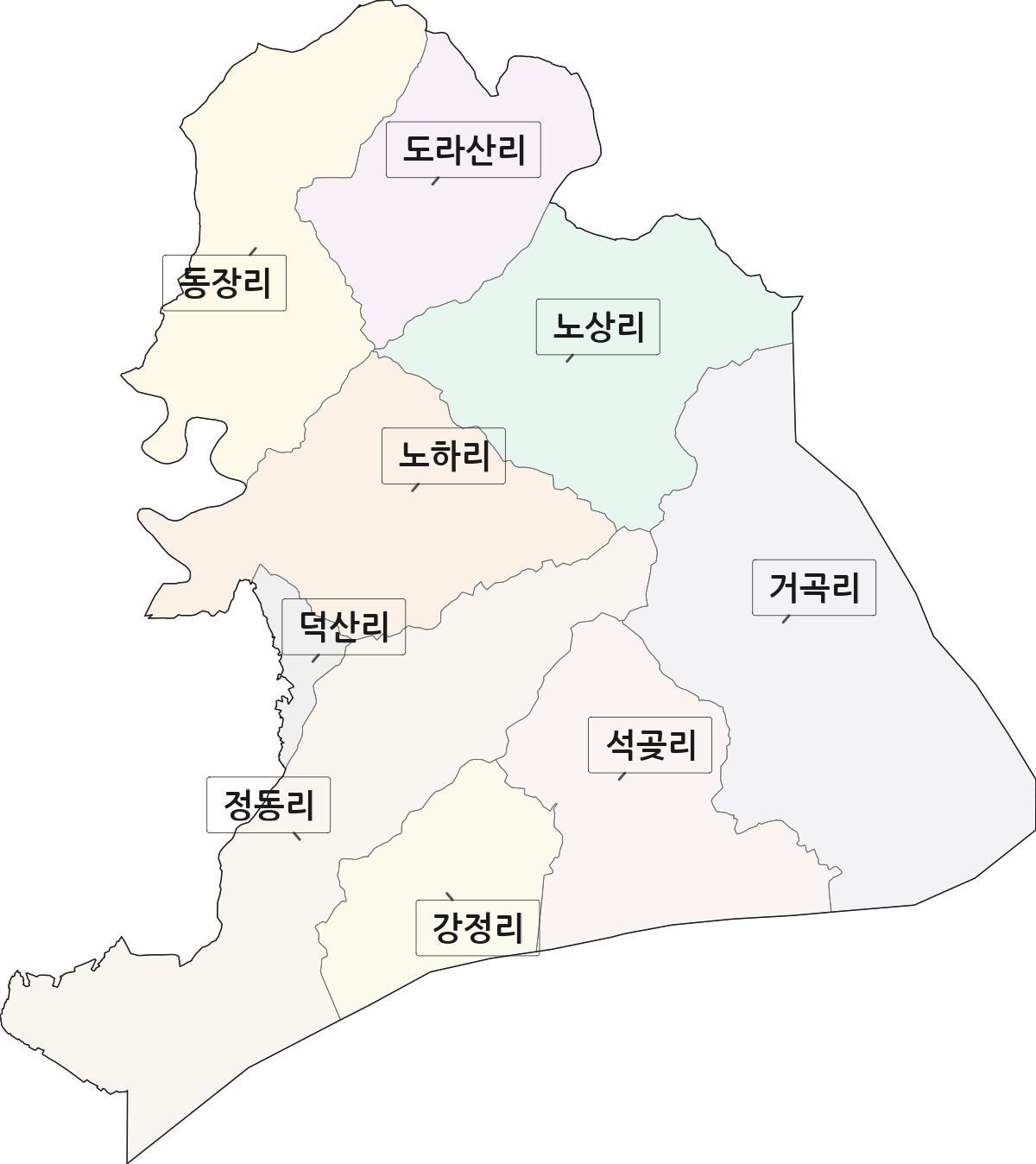 경기도 파주시 장단면 법정동 리 구분 행정구역 경계 지도