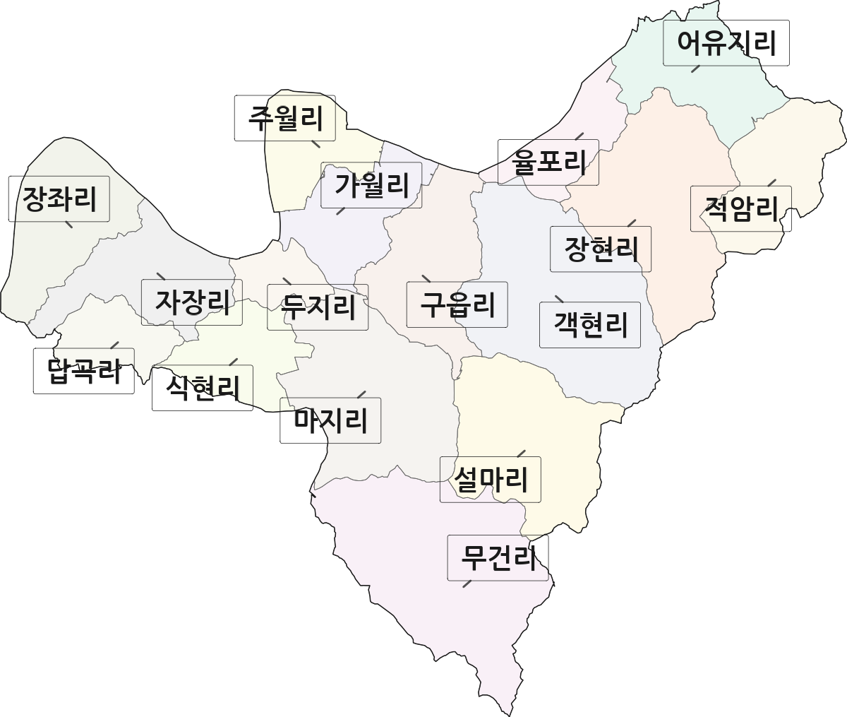 경기도 파주시 적성면 법정동 리 구분 행정구역 경계 지도