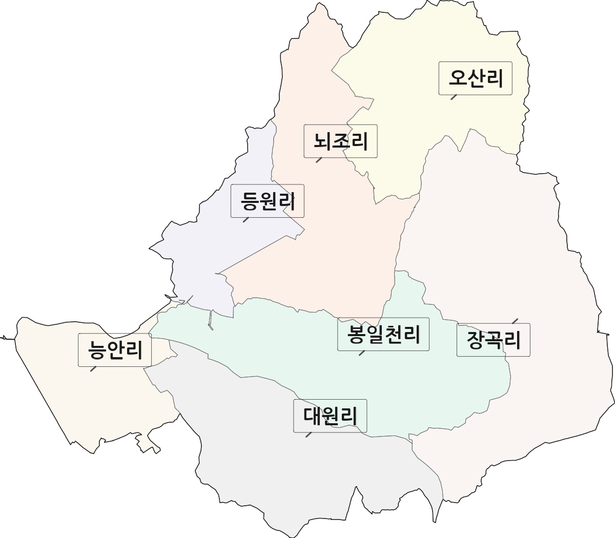 경기도 파주시 조리읍 법정동 리 구분 행정구역 경계 지도
