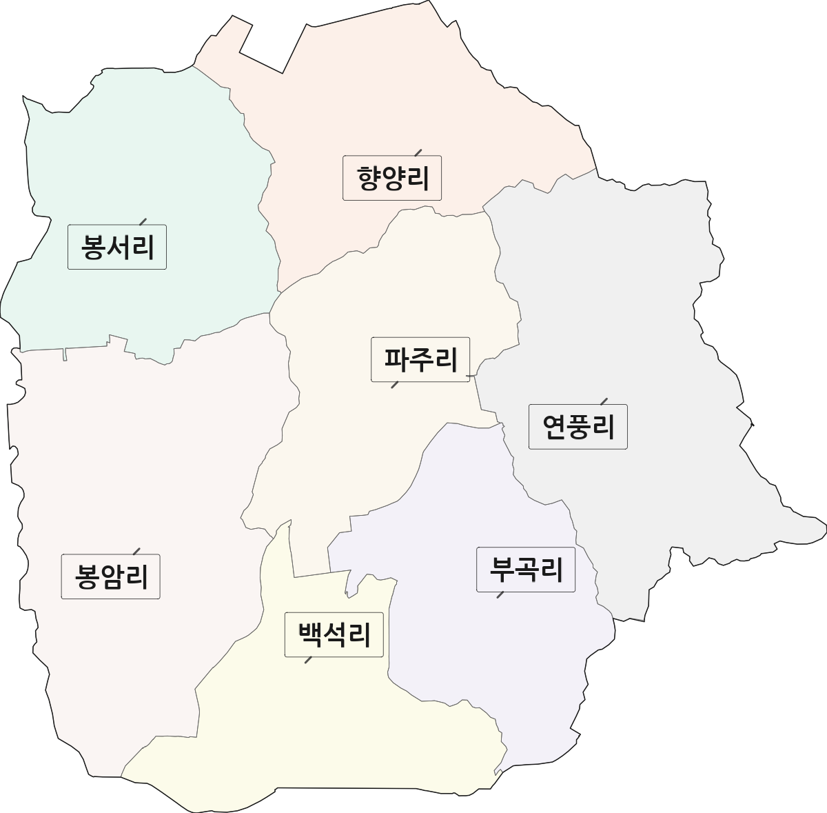 경기도 파주시 파주읍 법정동 리 구분 행정구역 경계 지도