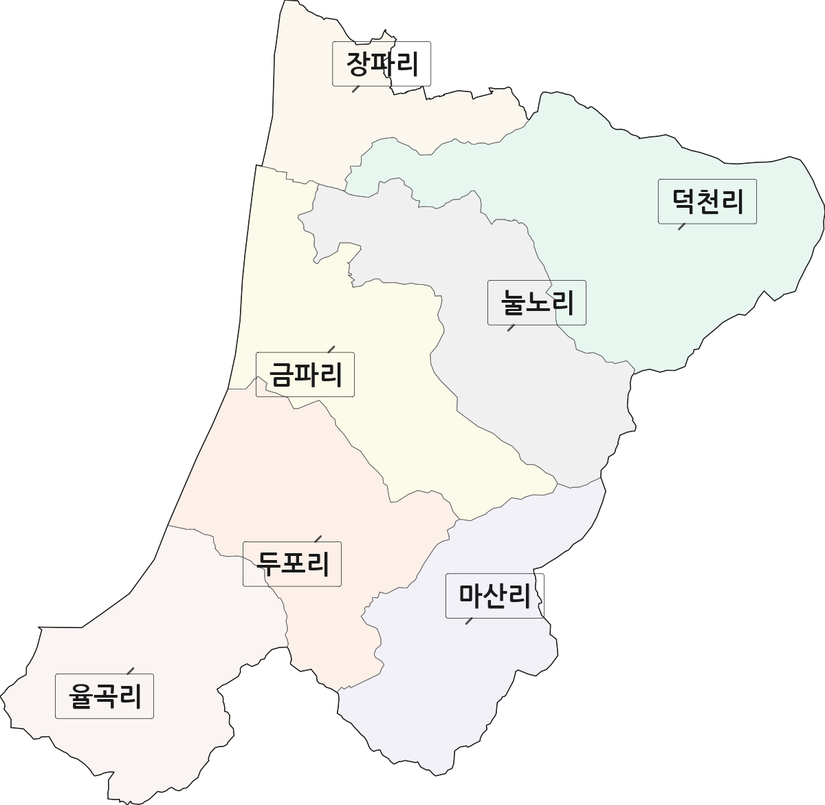 경기도 파주시 파평면 법정동 리 구분 행정구역 경계 지도