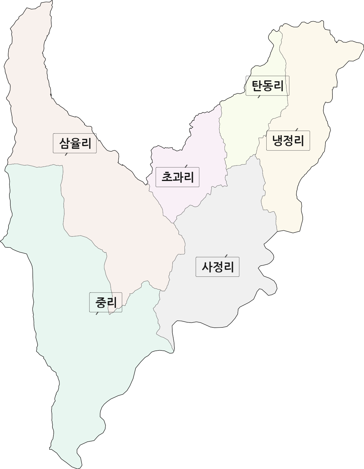 경기도 포천시 관인면 법정동 리 구분 행정구역 경계 지도
