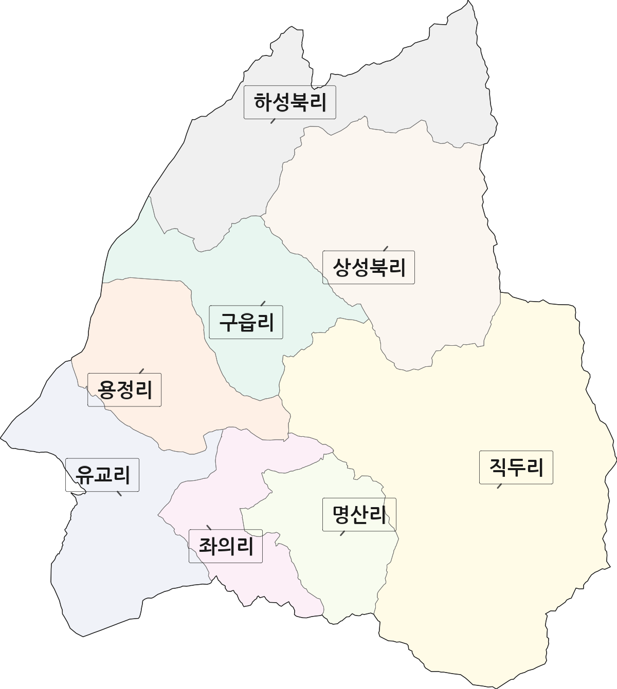 경기도 포천시 군내면 법정동 리 구분 행정구역 경계 지도