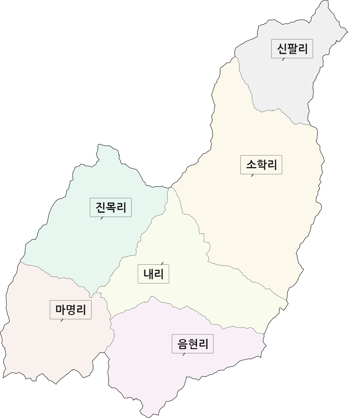 경기도 포천시 내촌면 법정동 리 구분 행정구역 경계 지도