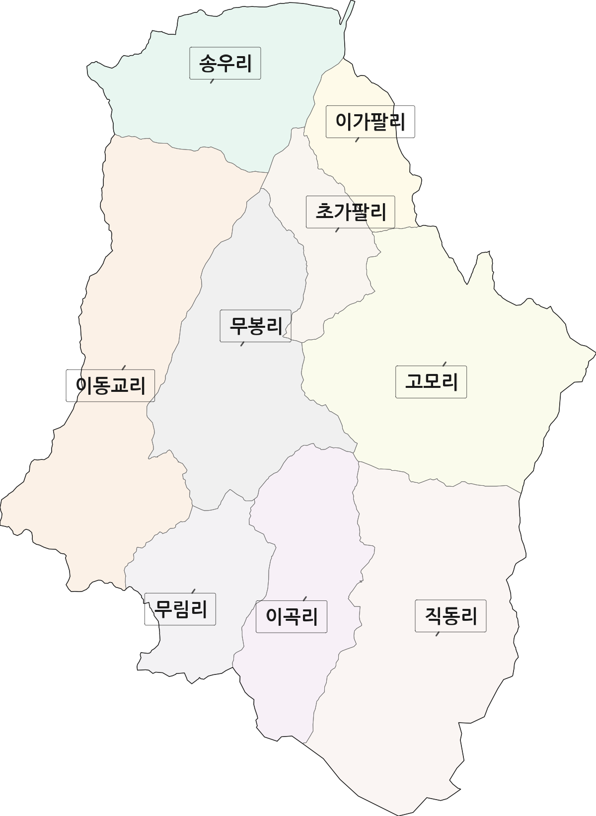경기도 포천시 소흘읍 법정동 리 구분 행정구역 경계 지도