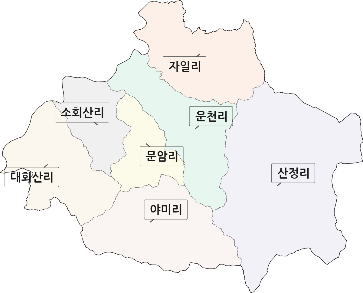 경기도 포천시 영북면 법정동 리 구분 행정구역 경계 지도