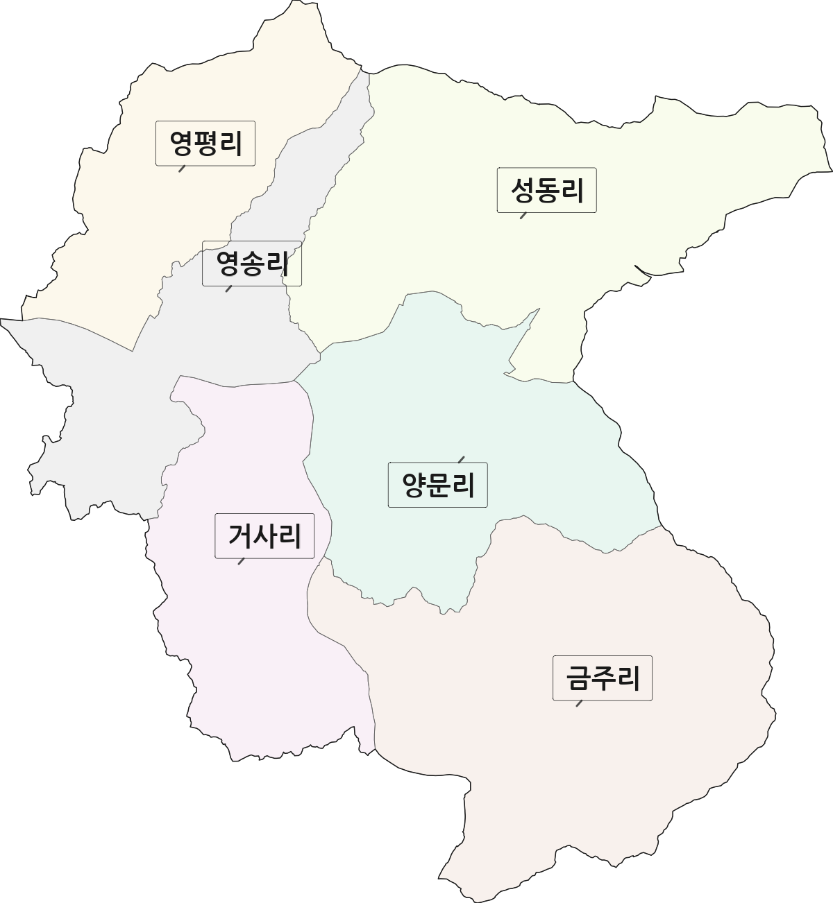 경기도 포천시 영중면 법정동 리 구분 행정구역 경계 지도