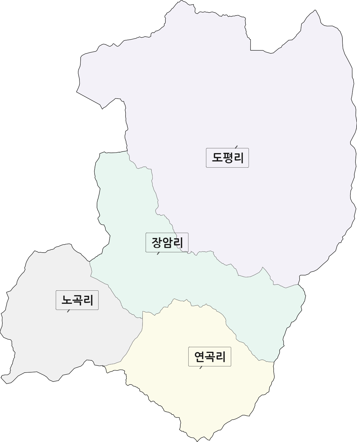 경기도 포천시 이동면 법정동 리 구분 행정구역 경계 지도