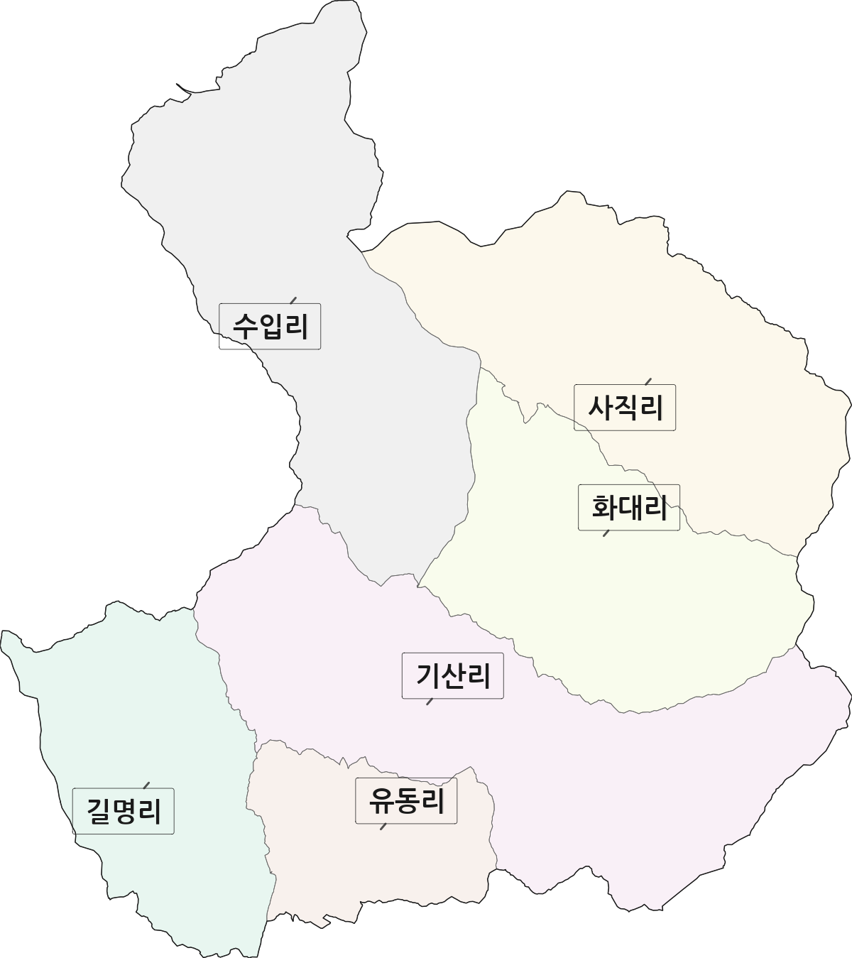 경기도 포천시 일동면 법정동 리 구분 행정구역 경계 지도