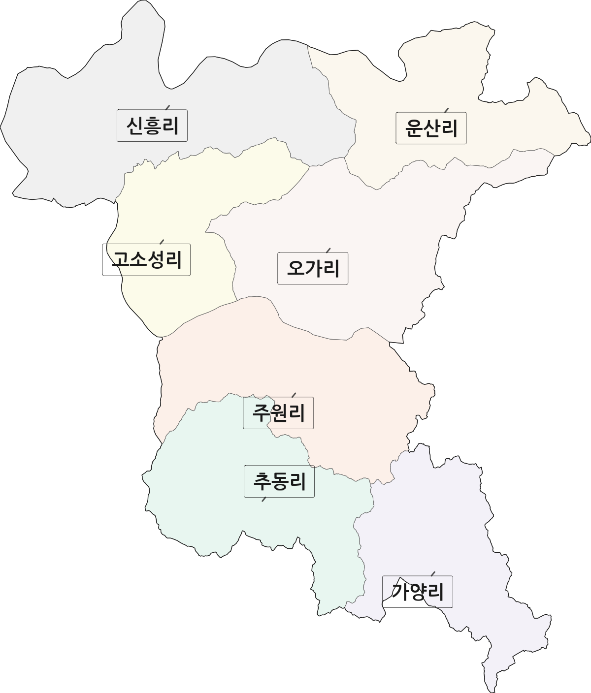 경기도 포천시 창수면 법정동 리 구분 행정구역 경계 지도