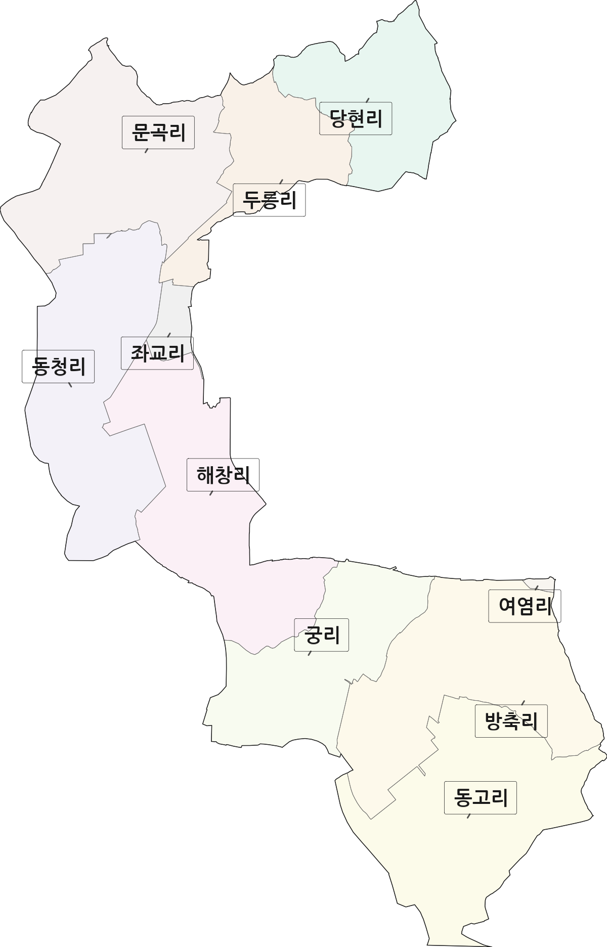 경기도 평택시 고덕면 법정동 리 구분 행정구역 경계 지도