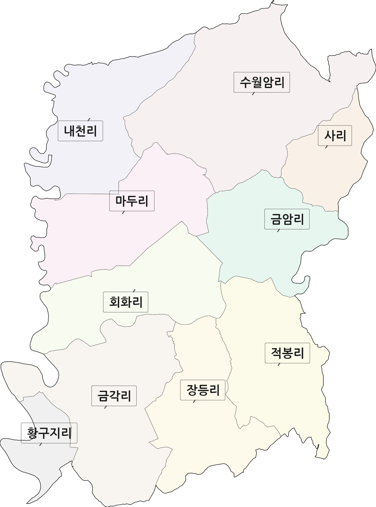 경기도 평택시 서탄면 법정동 리 구분 행정구역 경계 지도