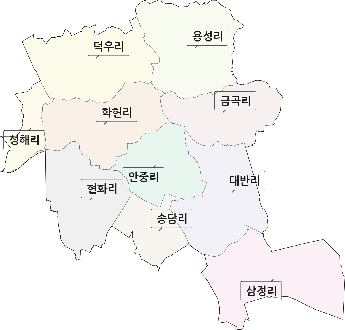 경기도 평택시 안중읍 법정동 리 구분 행정구역 경계 지도