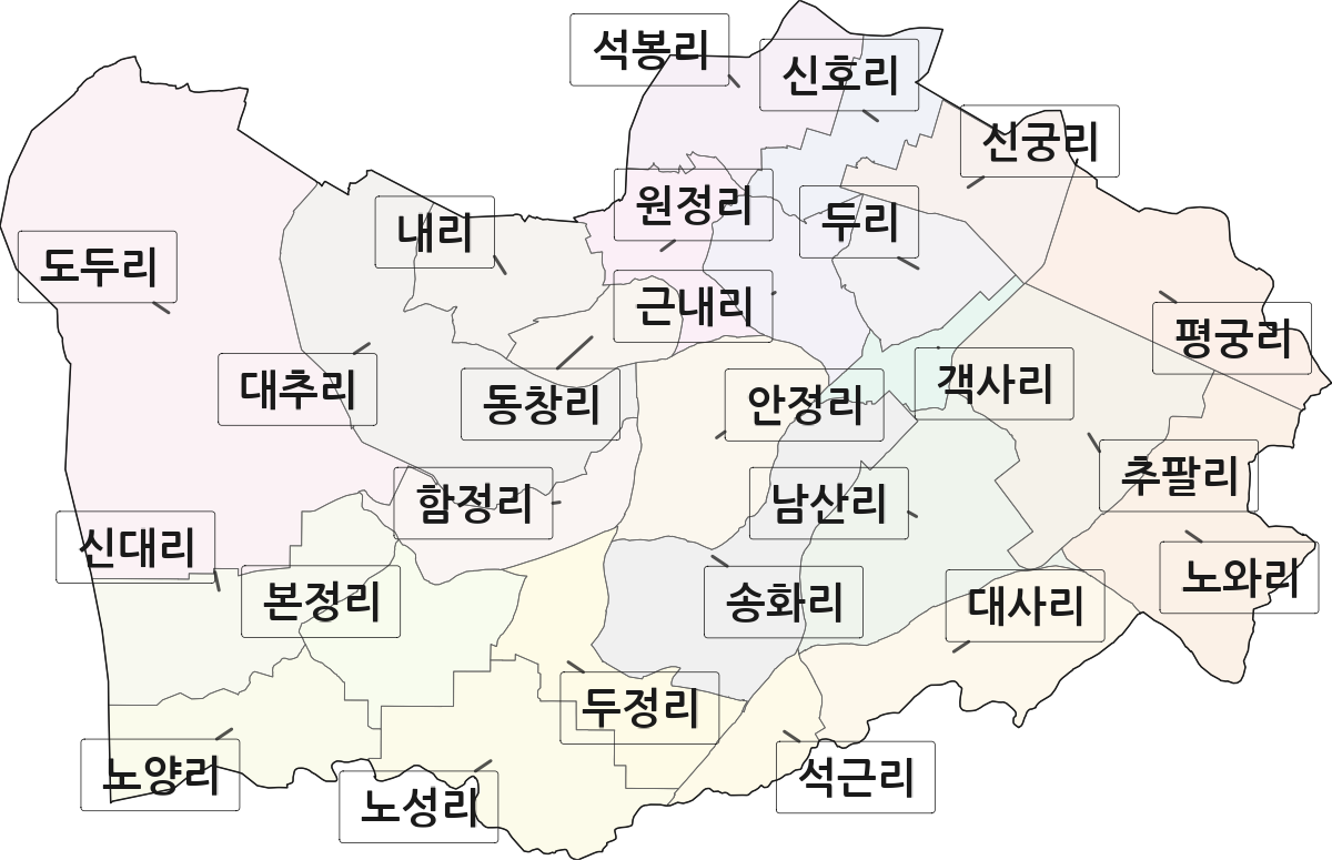 경기도 평택시 팽성읍 법정동 리 구분 행정구역 경계 지도