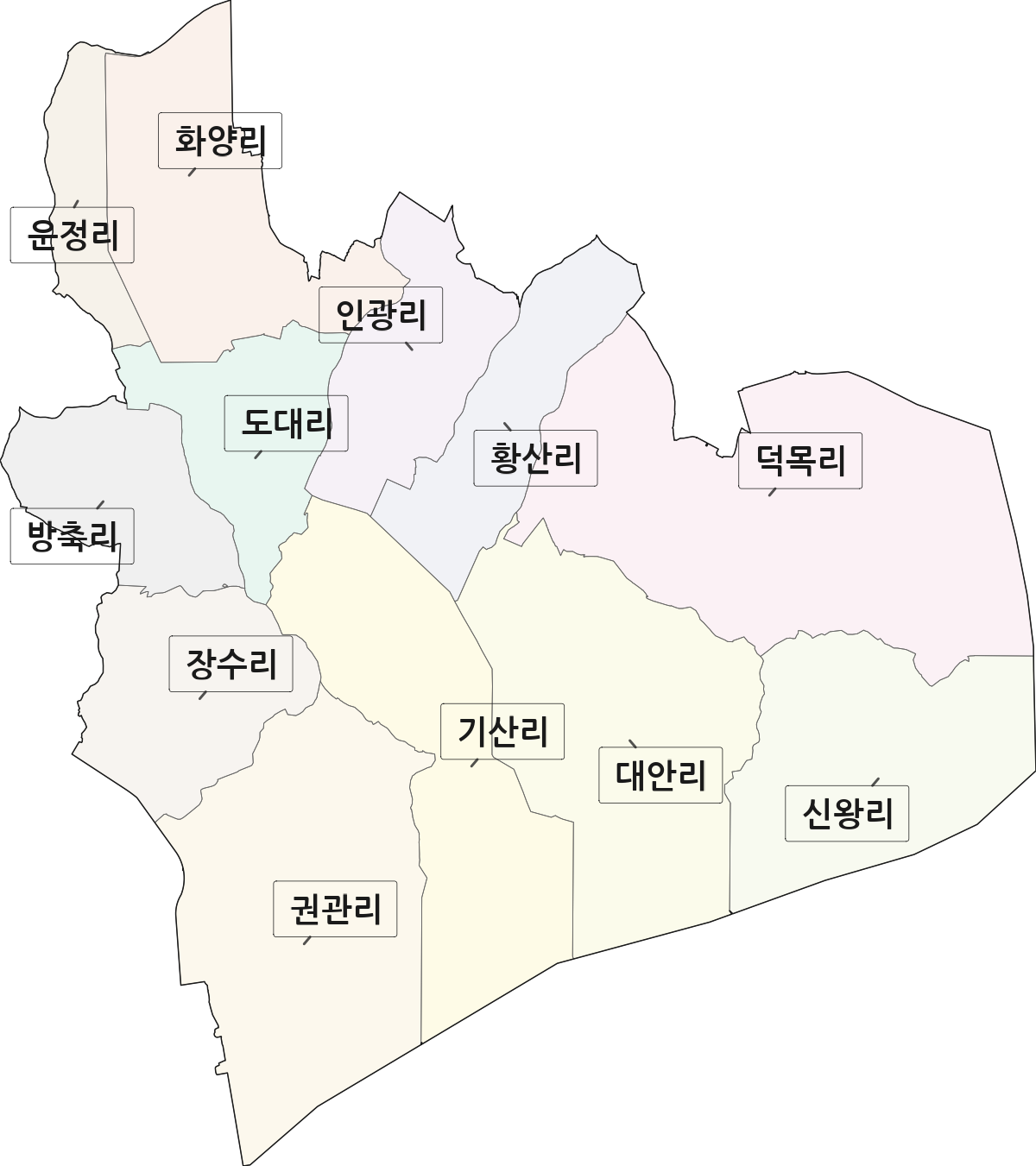 경기도 평택시 현덕면 법정동 리 구분 행정구역 경계 지도