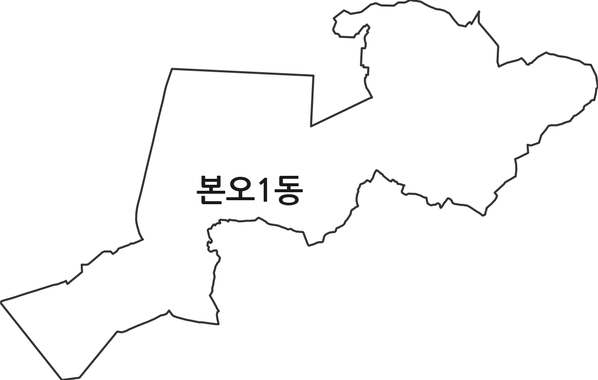 경기도 안산시 상록구 본오1동 행정동 행정구역 경계 지도