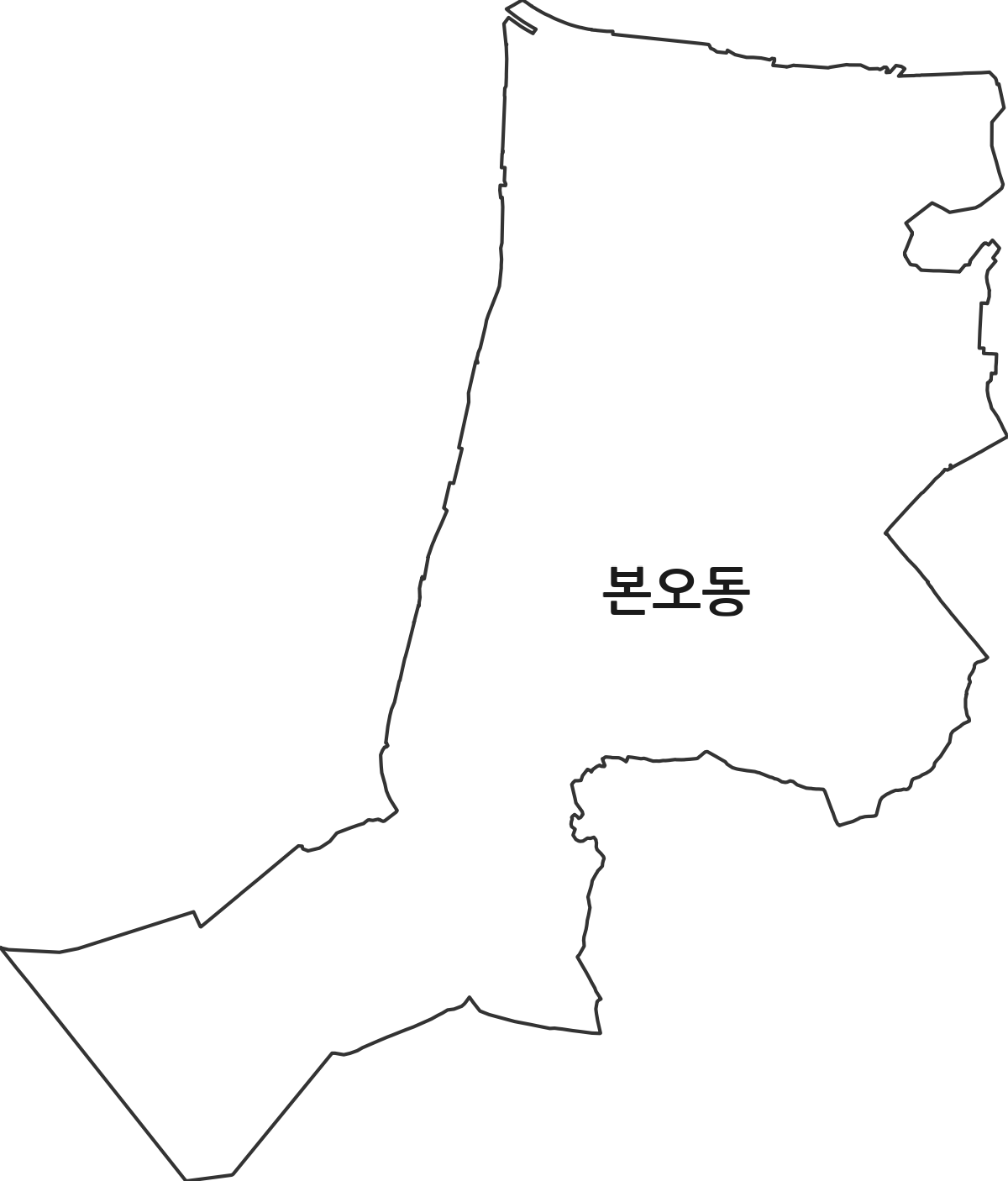 경기도 안산시 상록구 본오동 법정동 행정구역 경계 지도