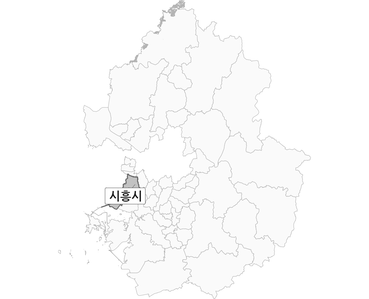 경기도 범위 내 시흥시 행정구역 경계 지도