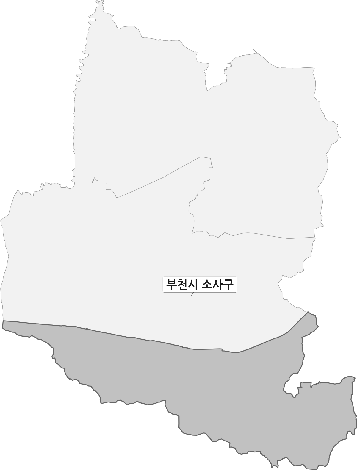 경기도 부천시 범위 내 소사구 행정구역 경계 지도